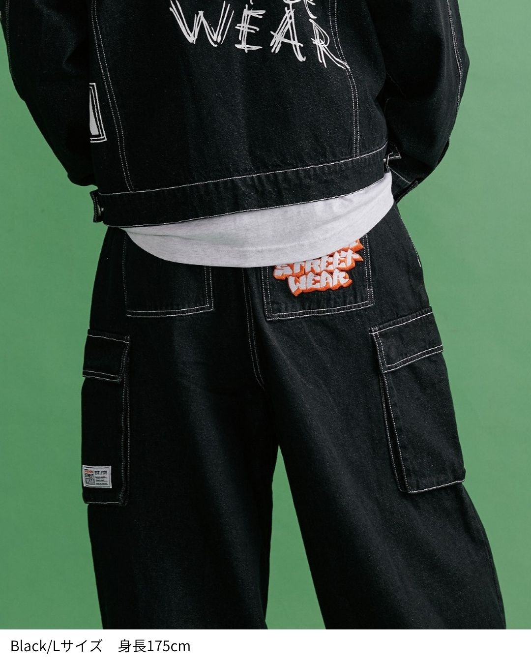 LOGO DENIM CARGO PANTS