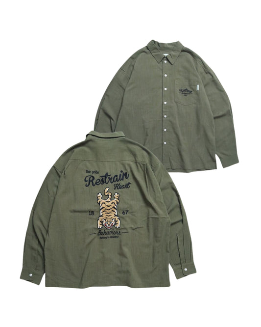 リネンライクシャツ タイガー柄