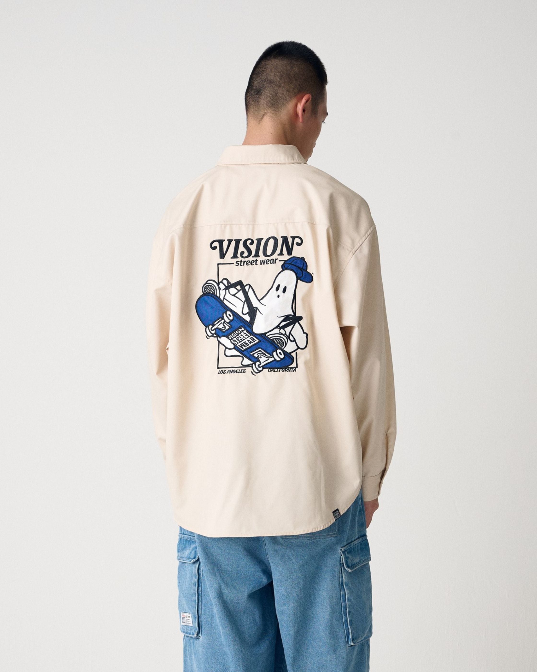 やまち VISION STREET WEAR】Melanchholy Ghost Shirt / ゴースト刺繍
