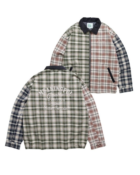 襟コーデュロイ チェック柄ジャケット