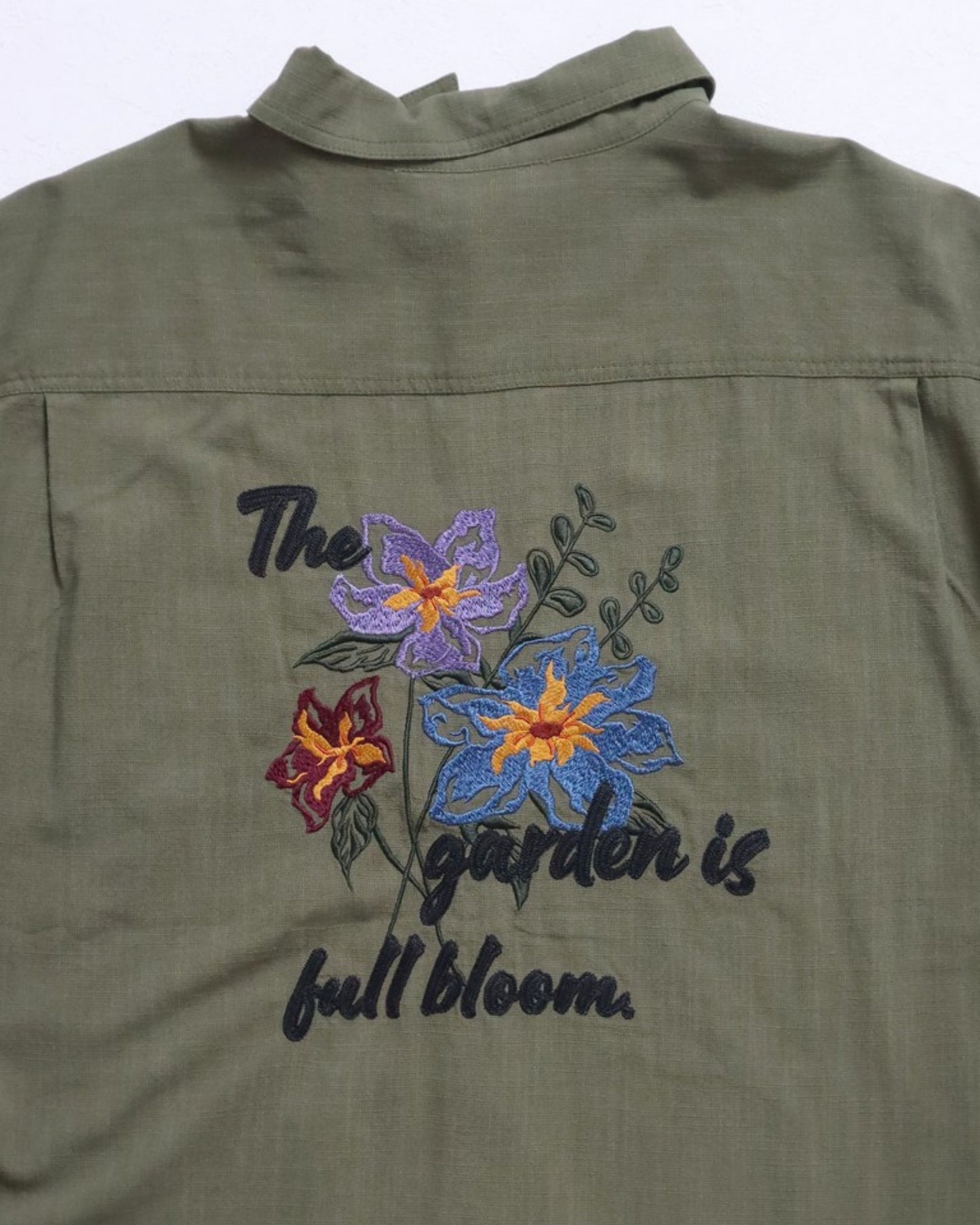 リネンライクシャツ フラワー柄