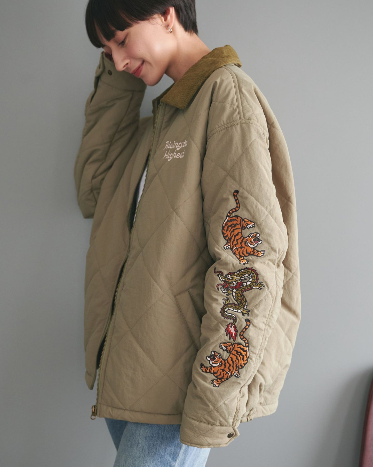Embroidered Sleeve Quilted Jacket