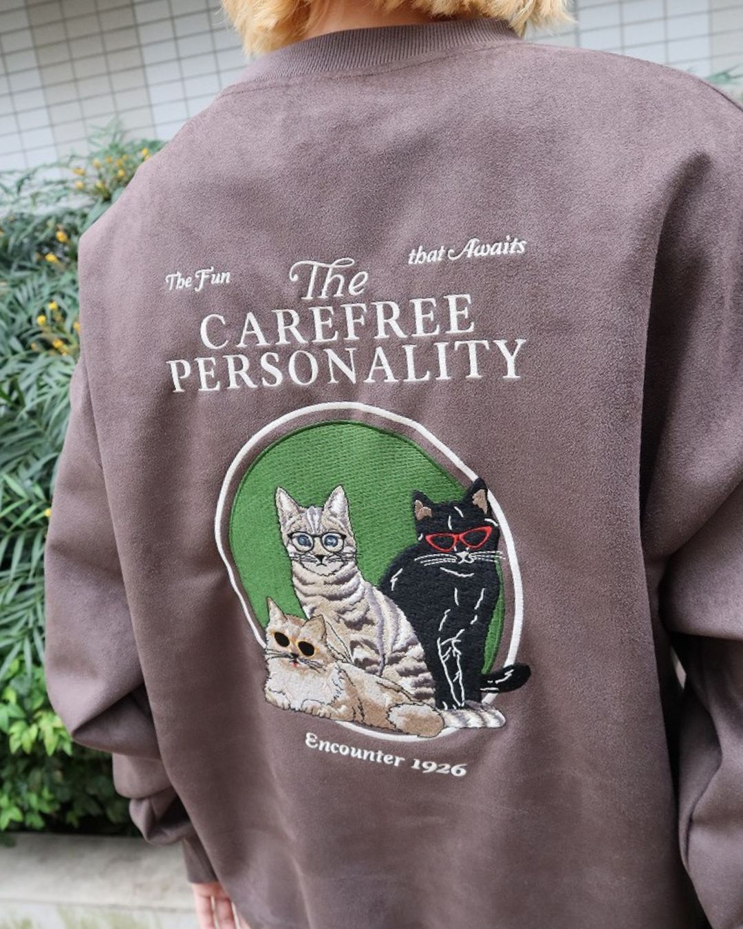 Fancy Cat Suede Sweatshirt