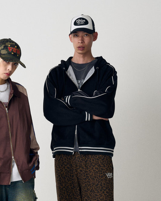 Satin Line Jacket / フェイクスウェードZIPパーカー