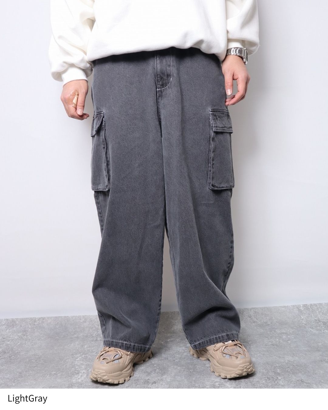 LOGO DENIM CARGO PANTS