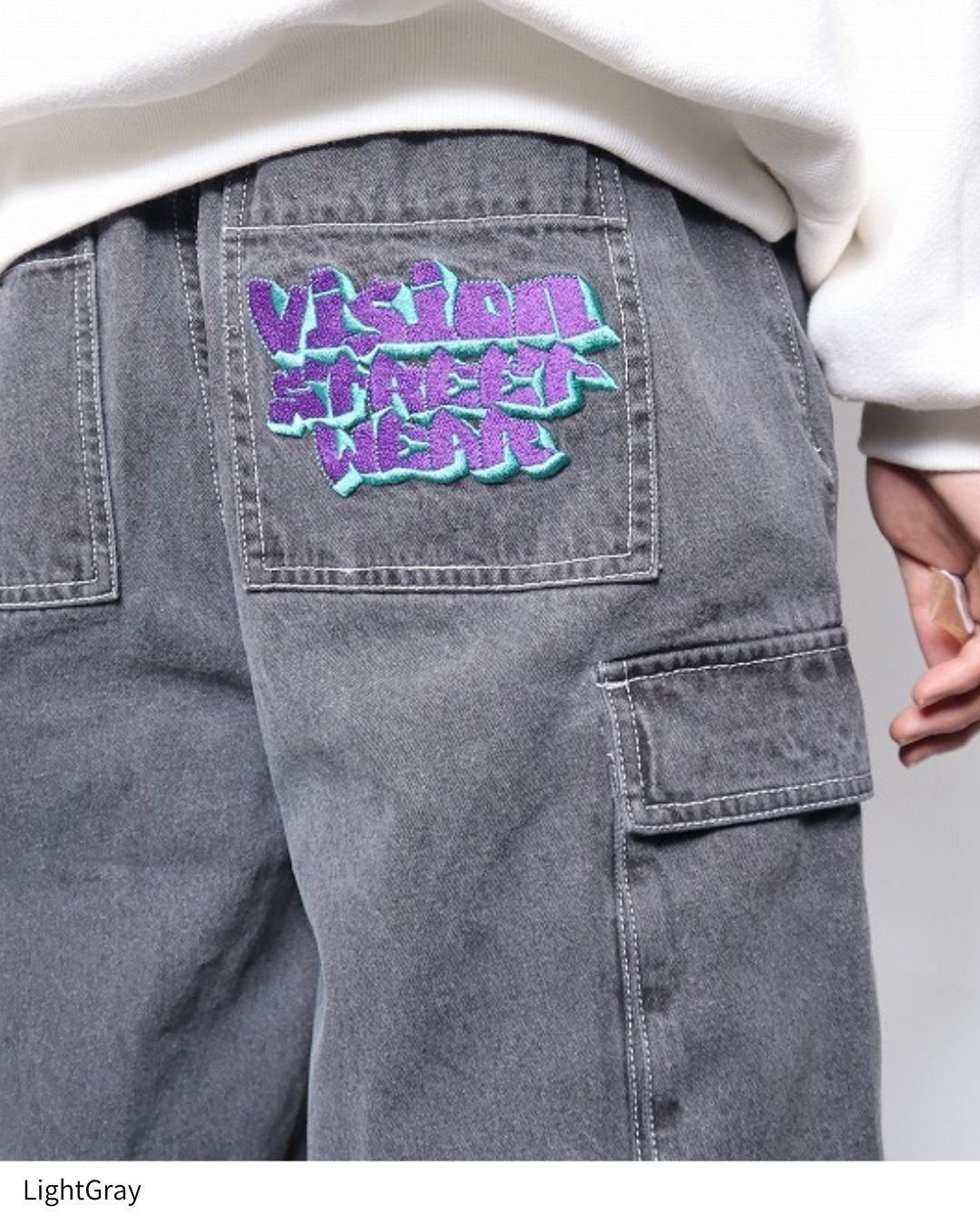 LOGO DENIM CARGO PANTS