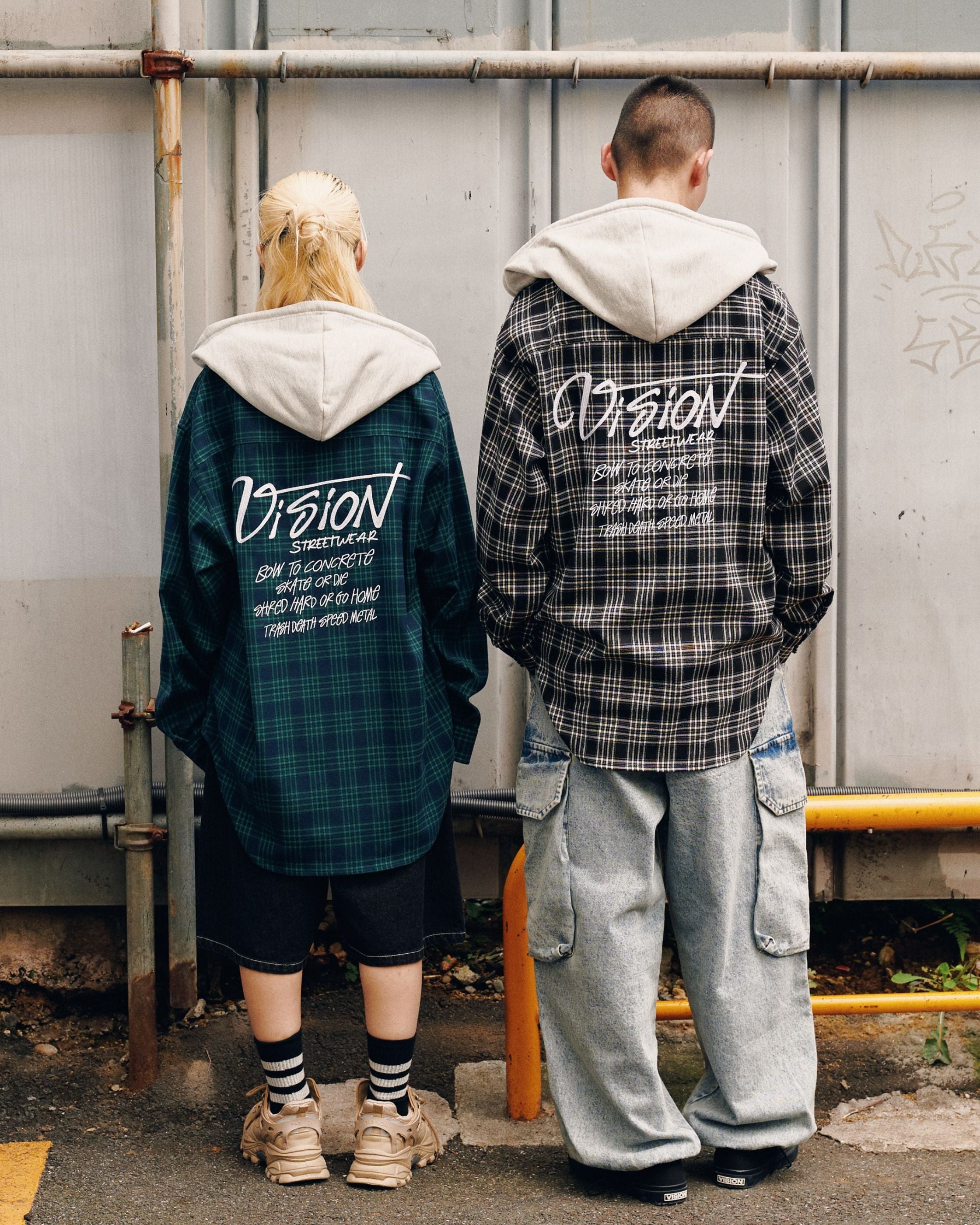 VISION STREET WEAR】Hoodie Check Shirt / 90s ストリートフード