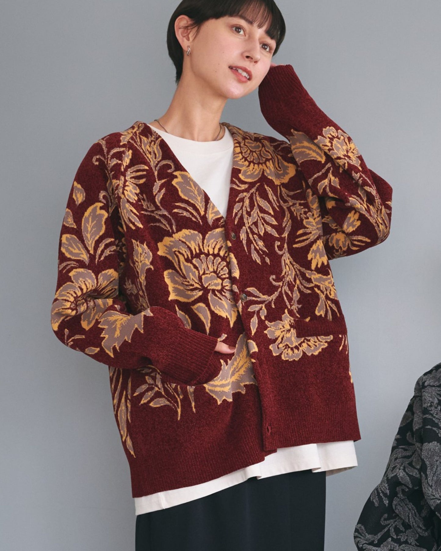 Soft Jacquard Knit Cardigan