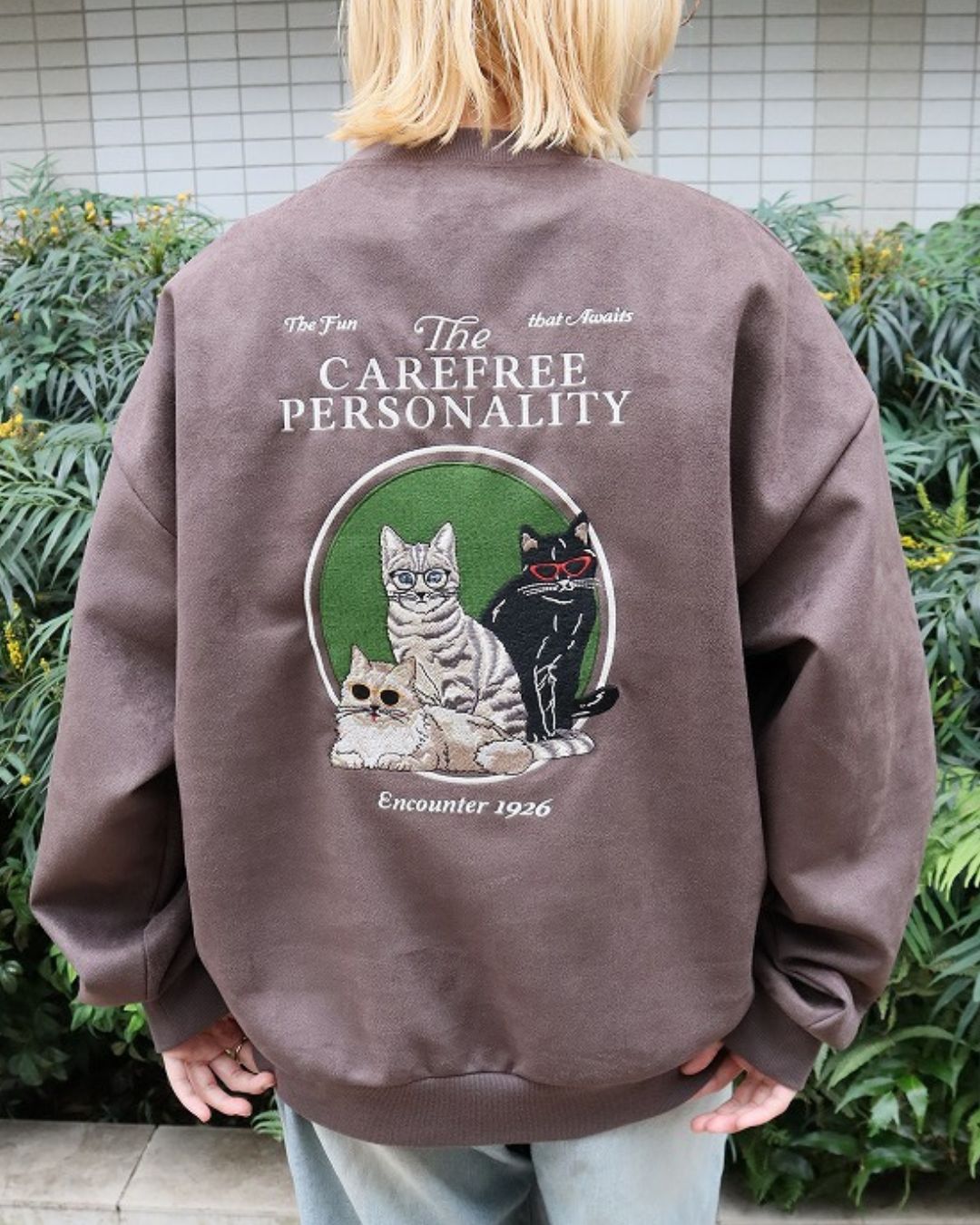 Fancy Cat Suede Sweatshirt