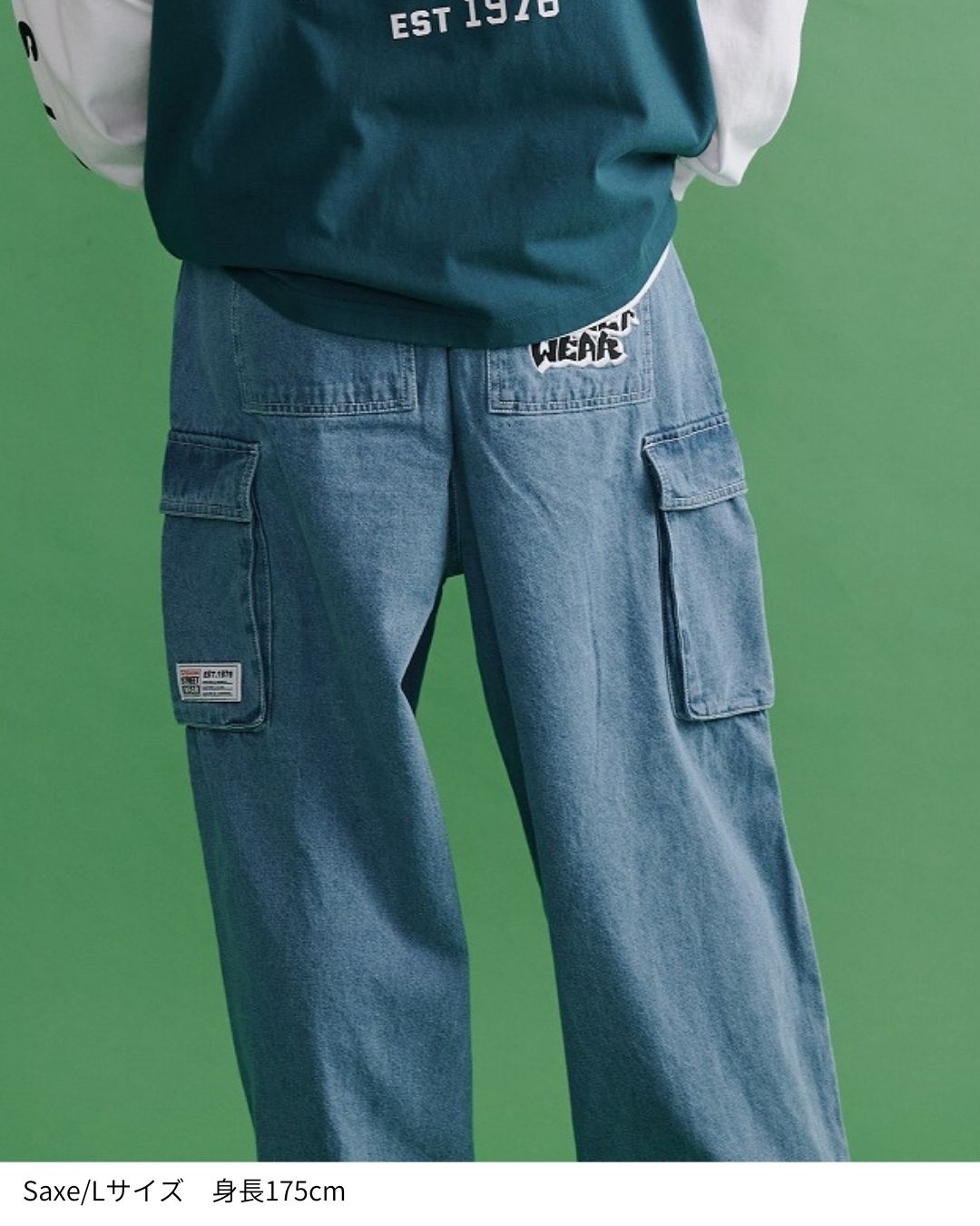 LOGO DENIM CARGO PANTS