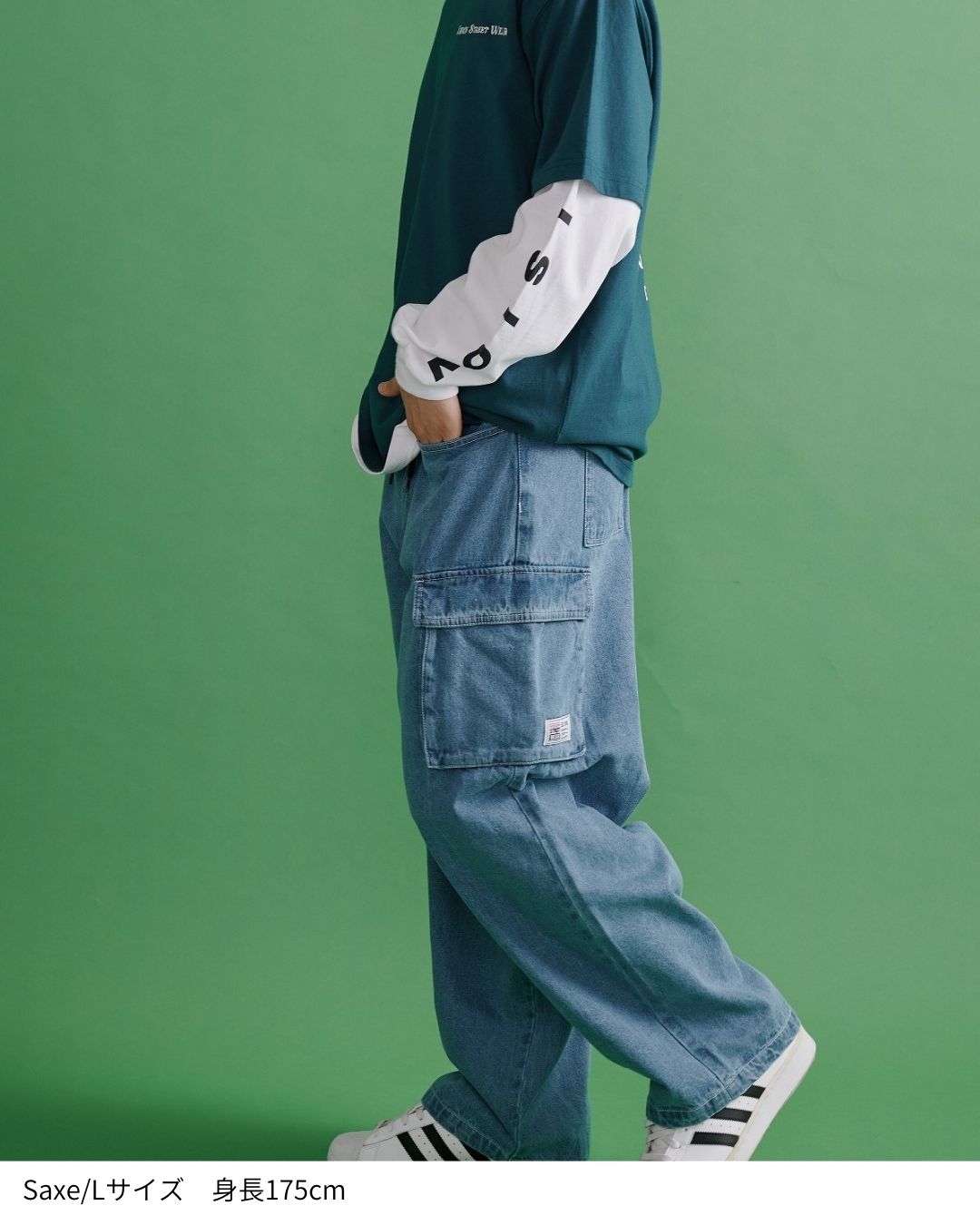 LOGO DENIM CARGO PANTS