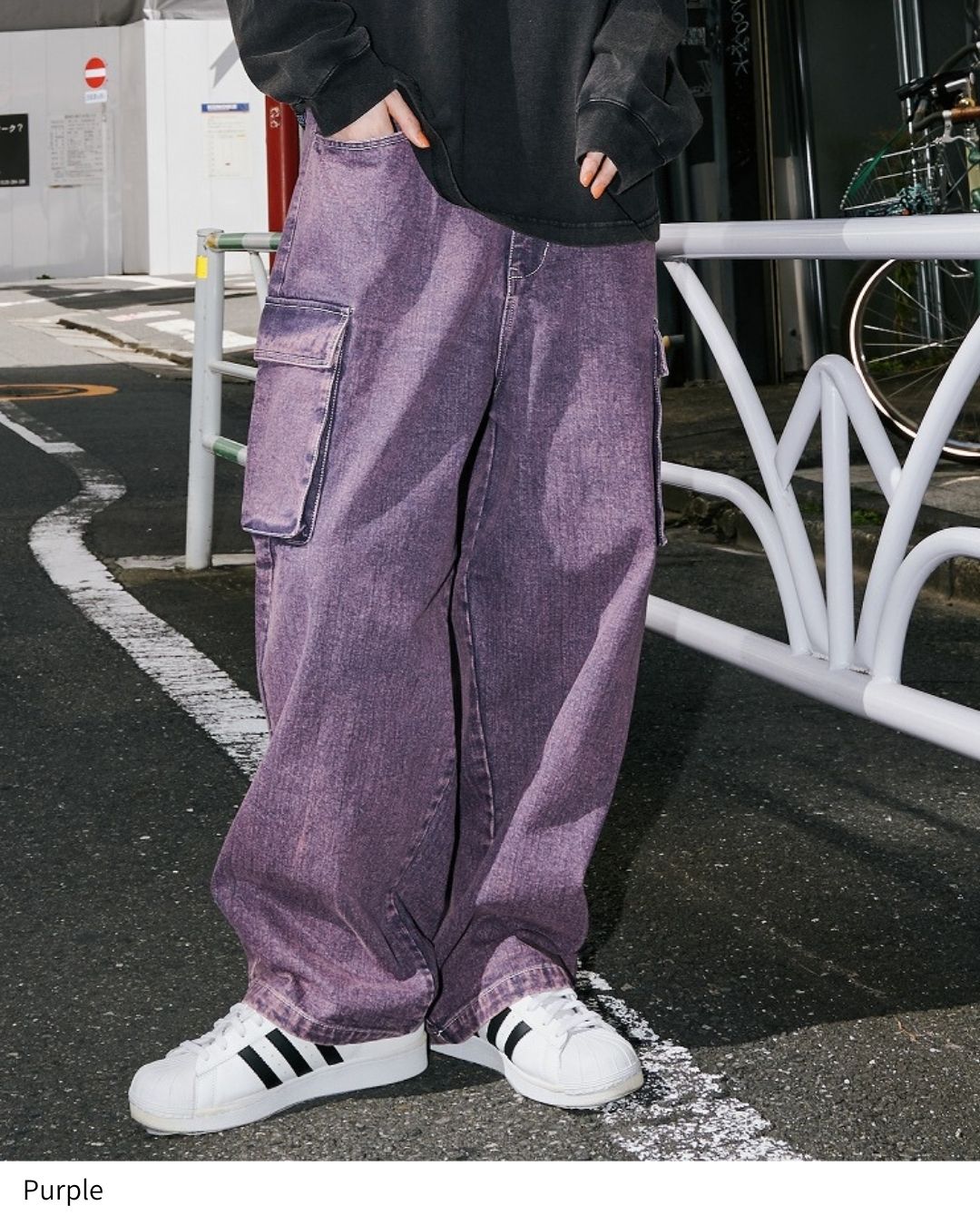 LOGO DENIM CARGO PANTS