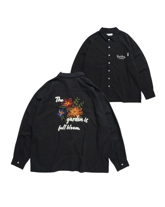 リネンライクシャツ フラワー柄