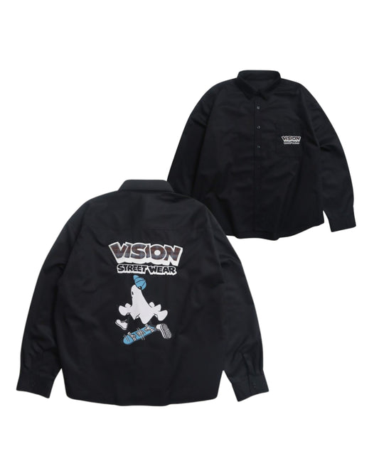 Ghost shirt / 異素材ロゴゴーストシャツ