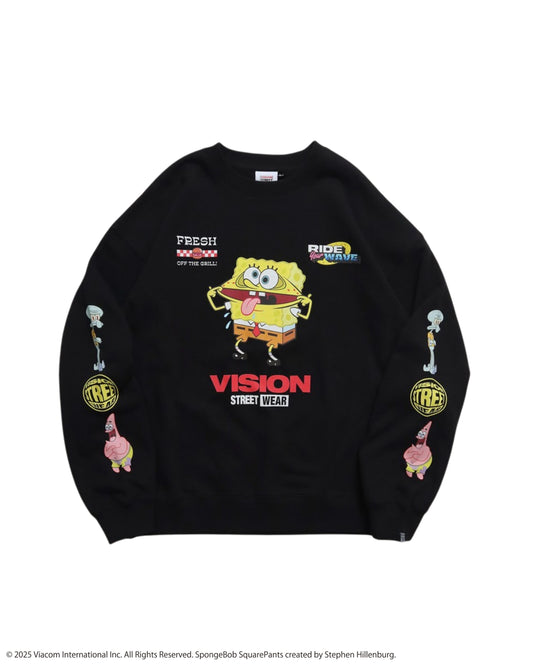 【スポンジ・ボブコラボ】Racing Sweatshirt / 袖プリントコラボスウェット
