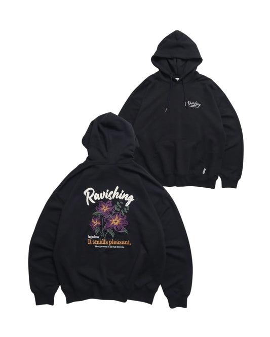 フラワー刺繍パーカー