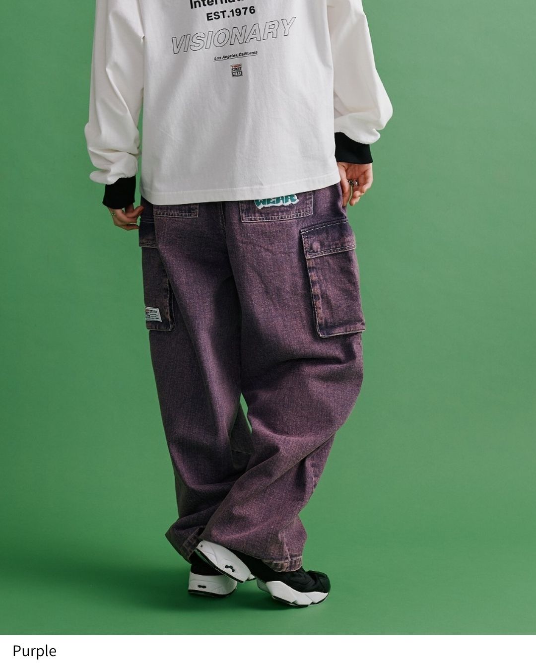 LOGO DENIM CARGO PANTS