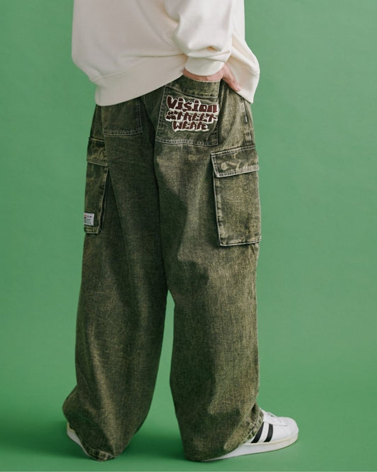 LOGO DENIM CARGO PANTS