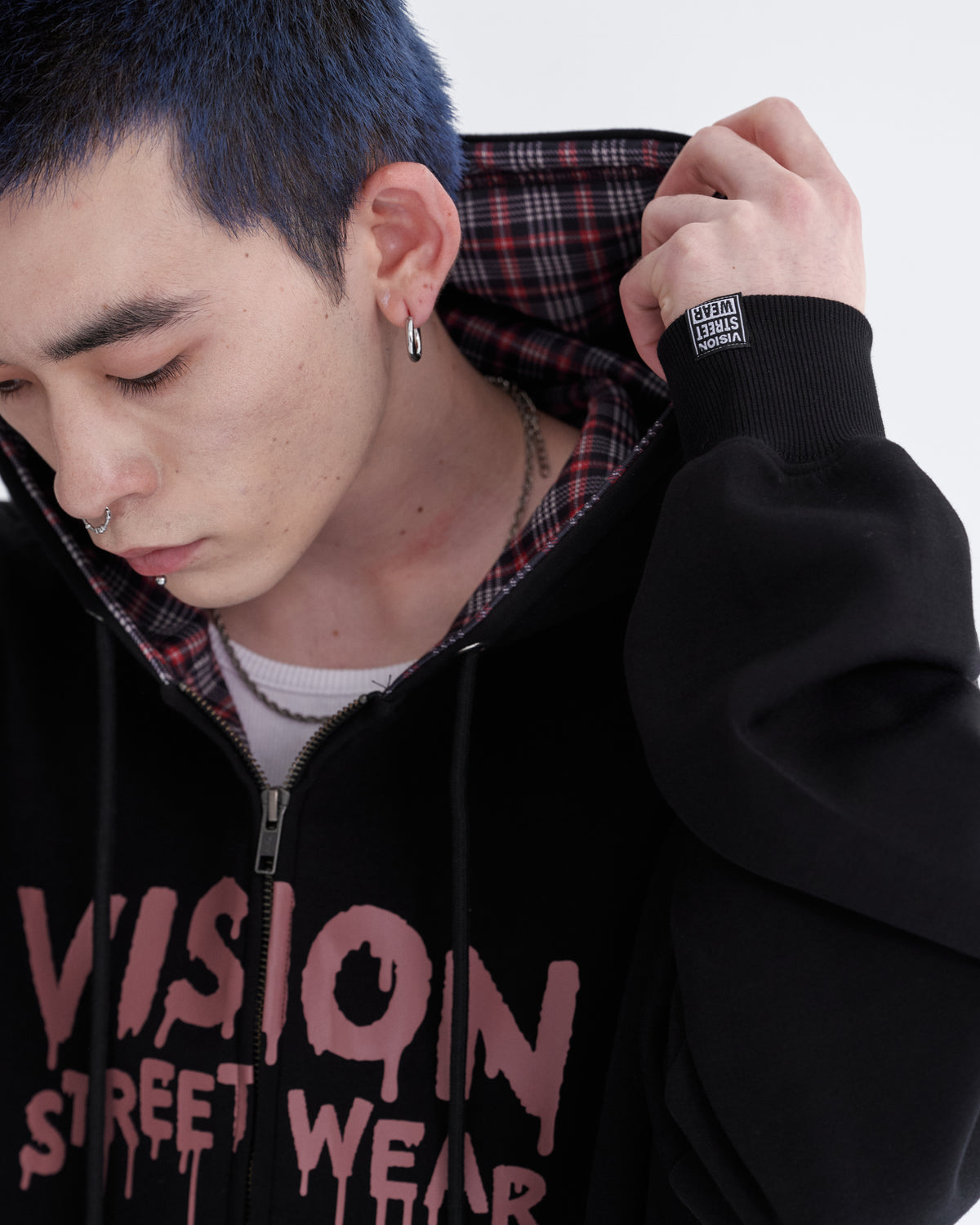 Ghost check hood ZIPPK / ゴーストチェックフードパーカー