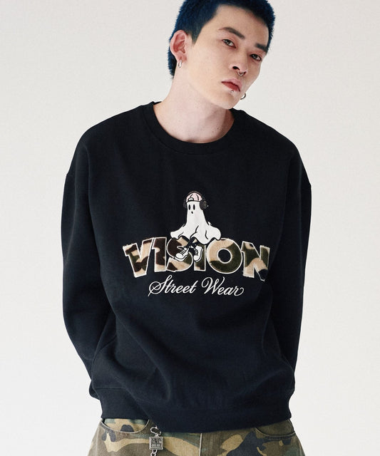 Ghost Logo Sweat / 【裏起毛】ゴースト異素材ロゴスウェット