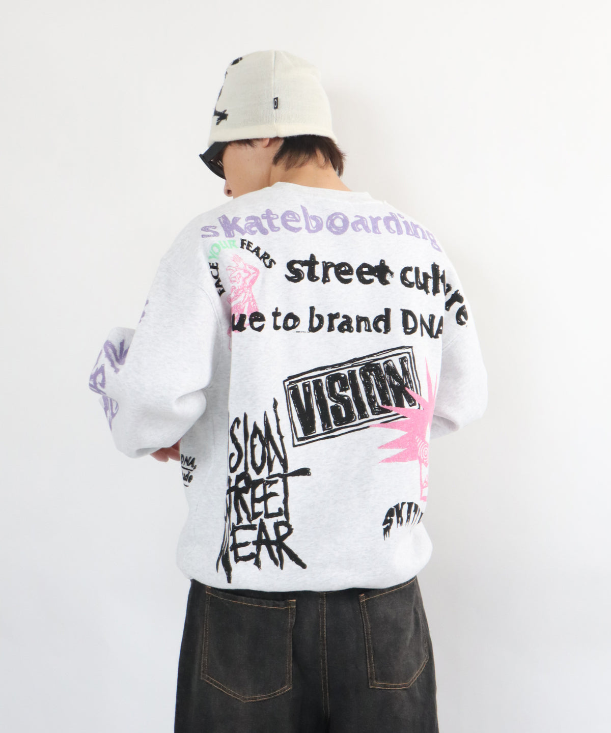 All print fleece Sweat / 【裏起毛】ラクガキ総柄スウェット