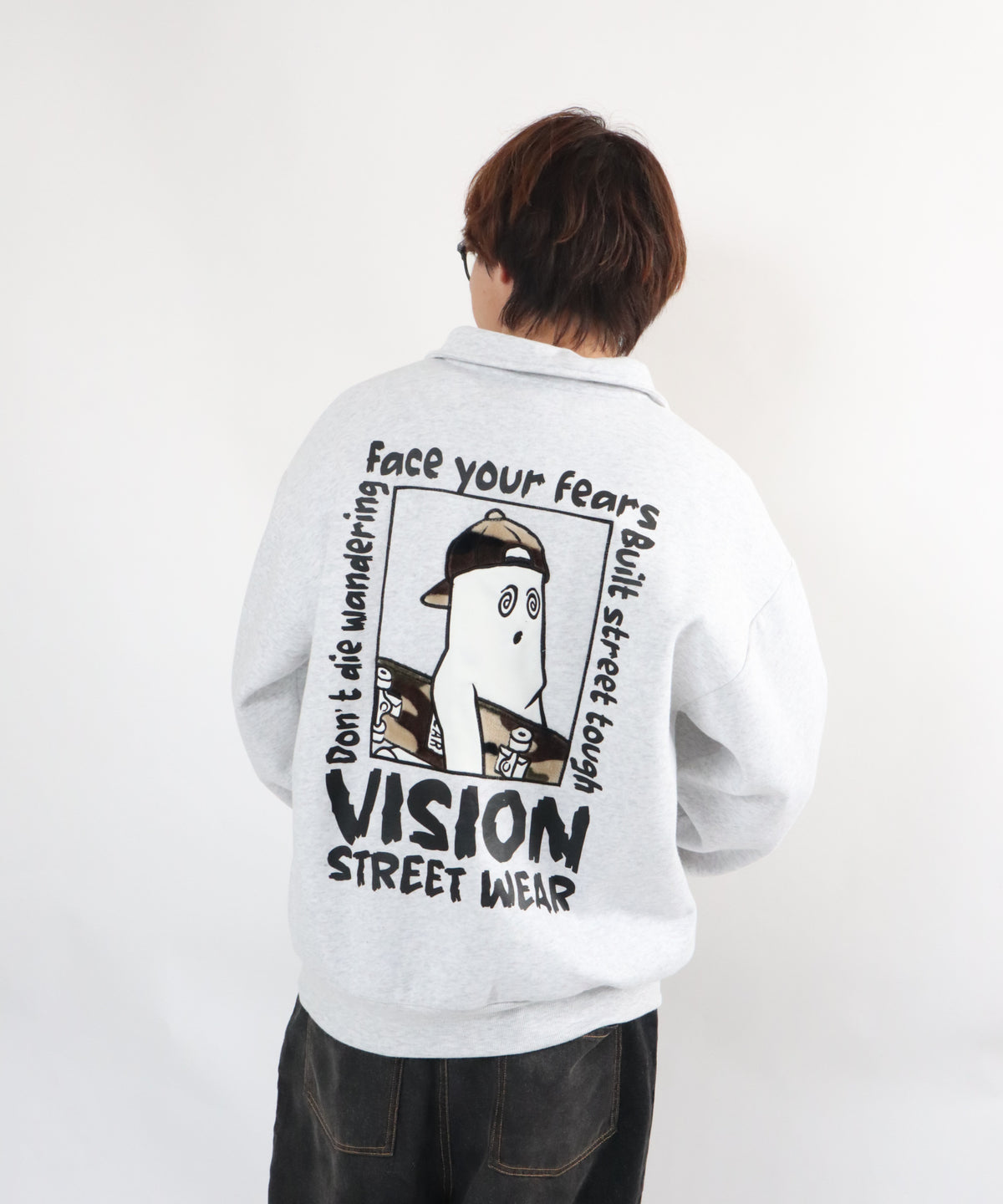 Ghost Zip Sweat / 【裏起毛】ゴースト異素材ハーフジップ
