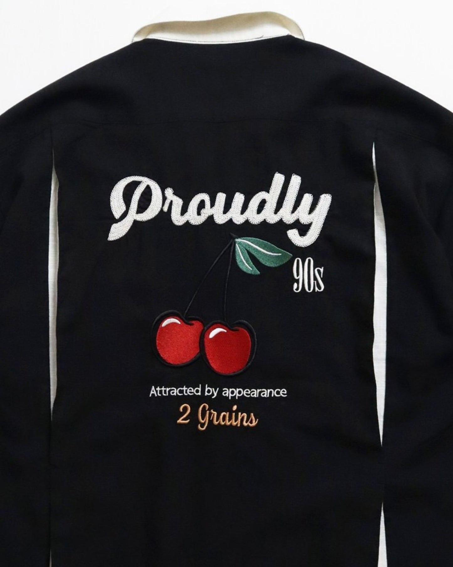 リネンライク ボーリングシャツ チェリー柄