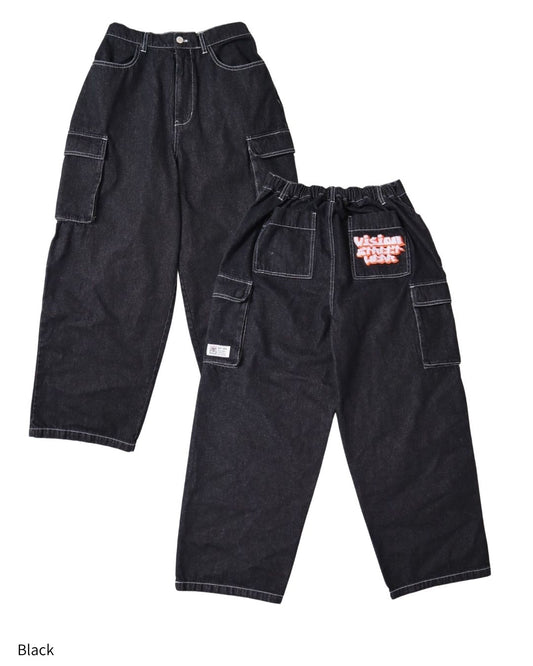 LOGO DENIM CARGO PANTS