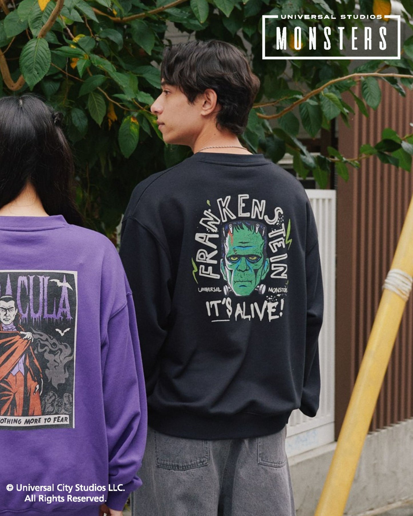 【UNIVERSAL MONSTERS】イラストプリントスウェット フランケンシュタイン柄