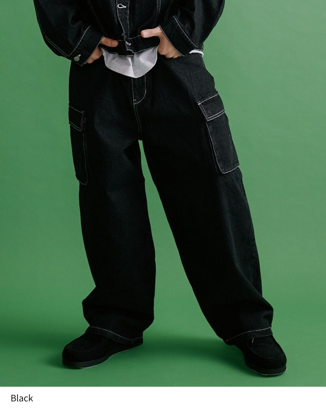 LOGO DENIM CARGO PANTS