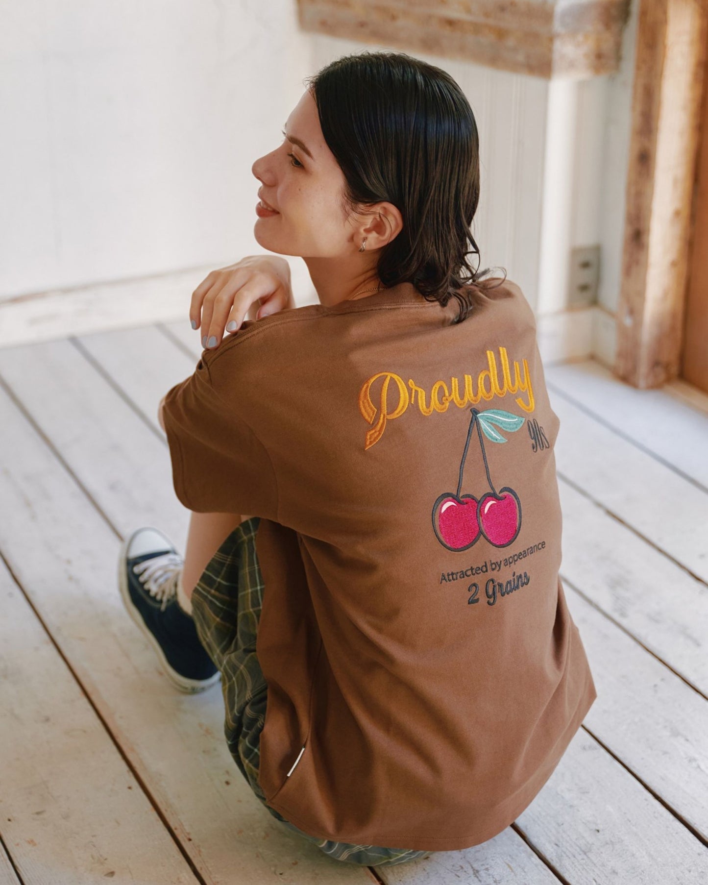 【限定色】レトロチェリー刺繍T