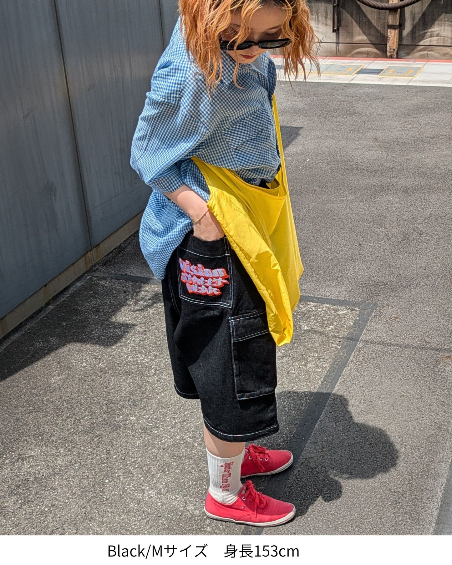 LOGO DENIM CARGO HALF PANTS