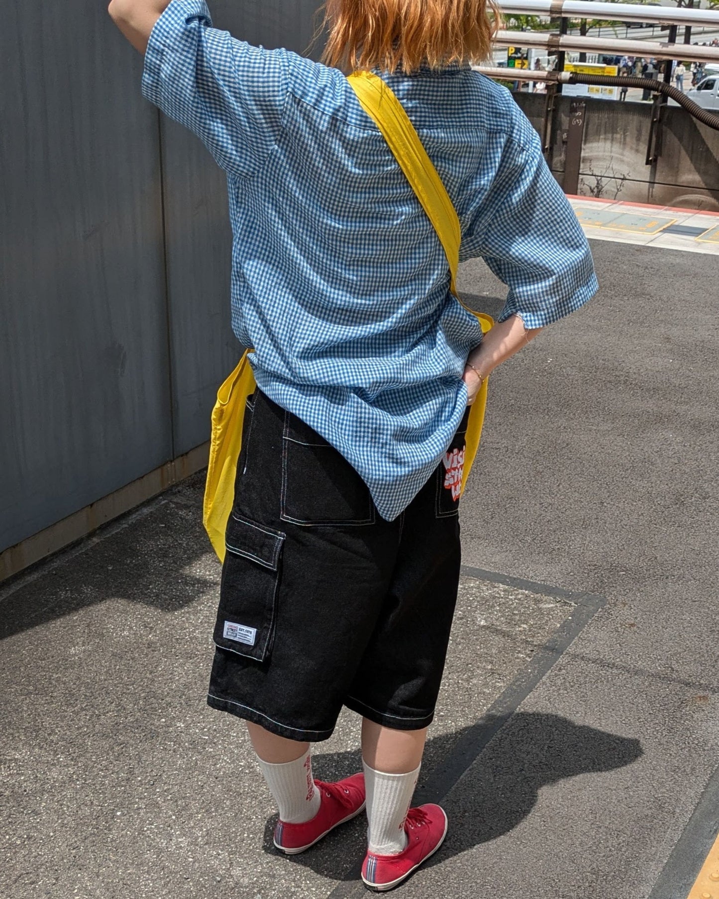 LOGO DENIM CARGO HALF PANTS