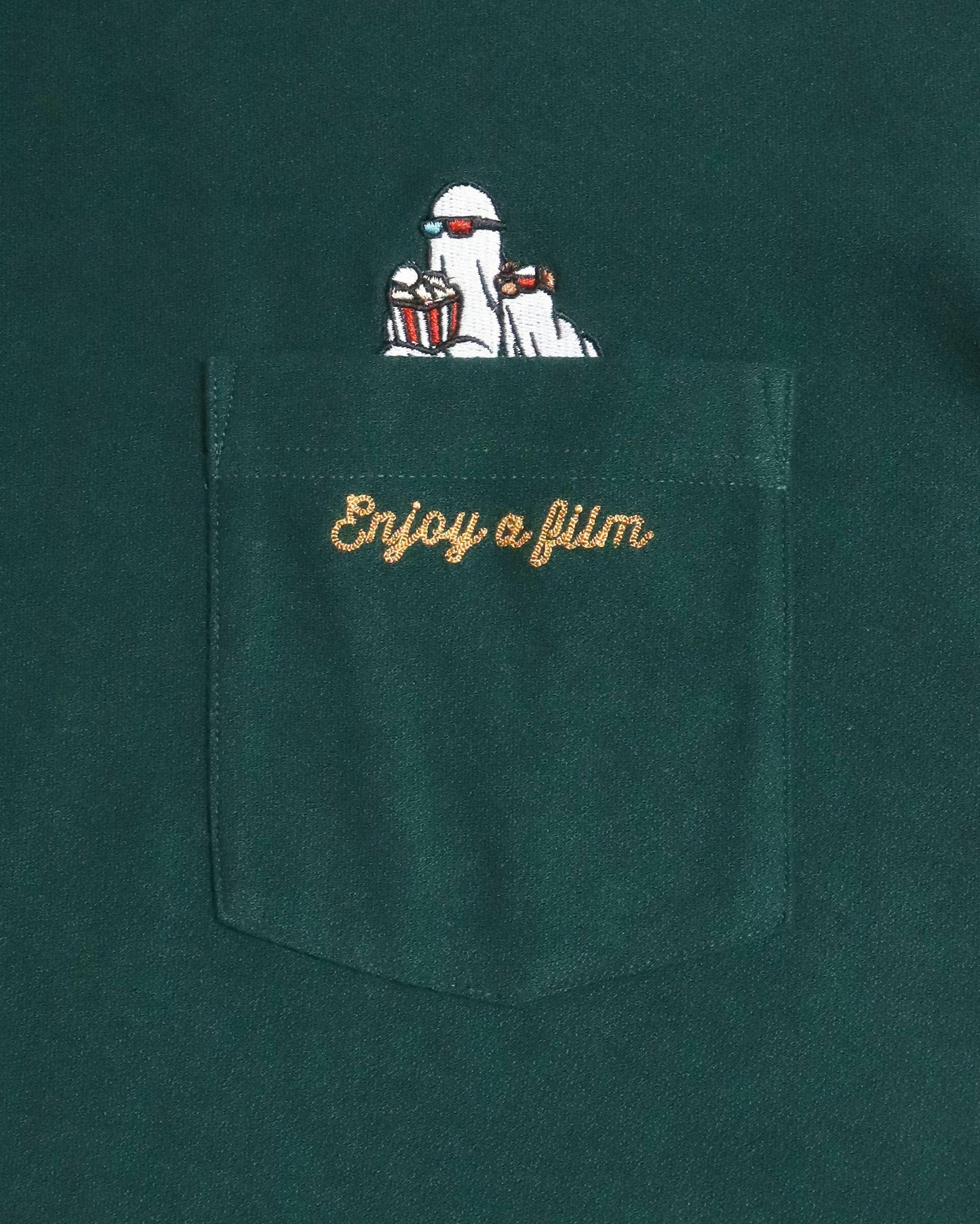 【涼感】梨地ポケット刺繍T　映画オバケ柄