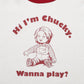 【CHUCKY】チャッキー　クラックプリント　リンガーT