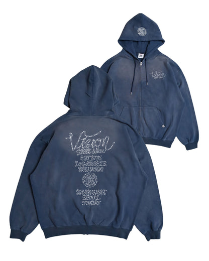 Shoelace Hoodie / フェード加工ロゴパーカー