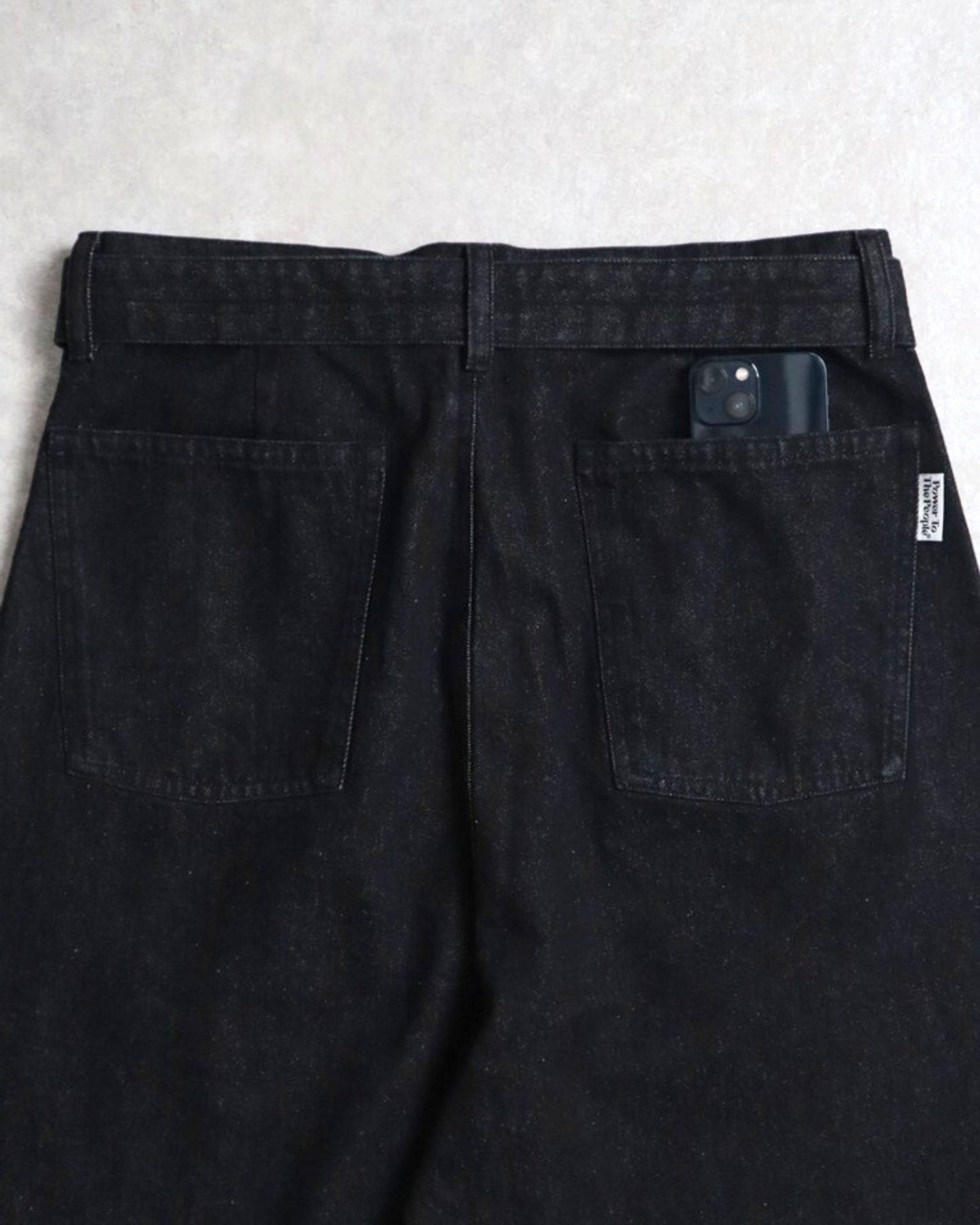 ベルト付きワイドデニムパンツ