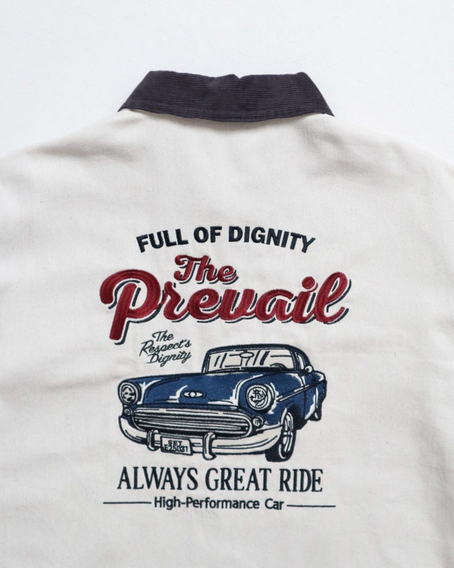 襟コーデュロイ　クラシックカー刺繍ジャケット