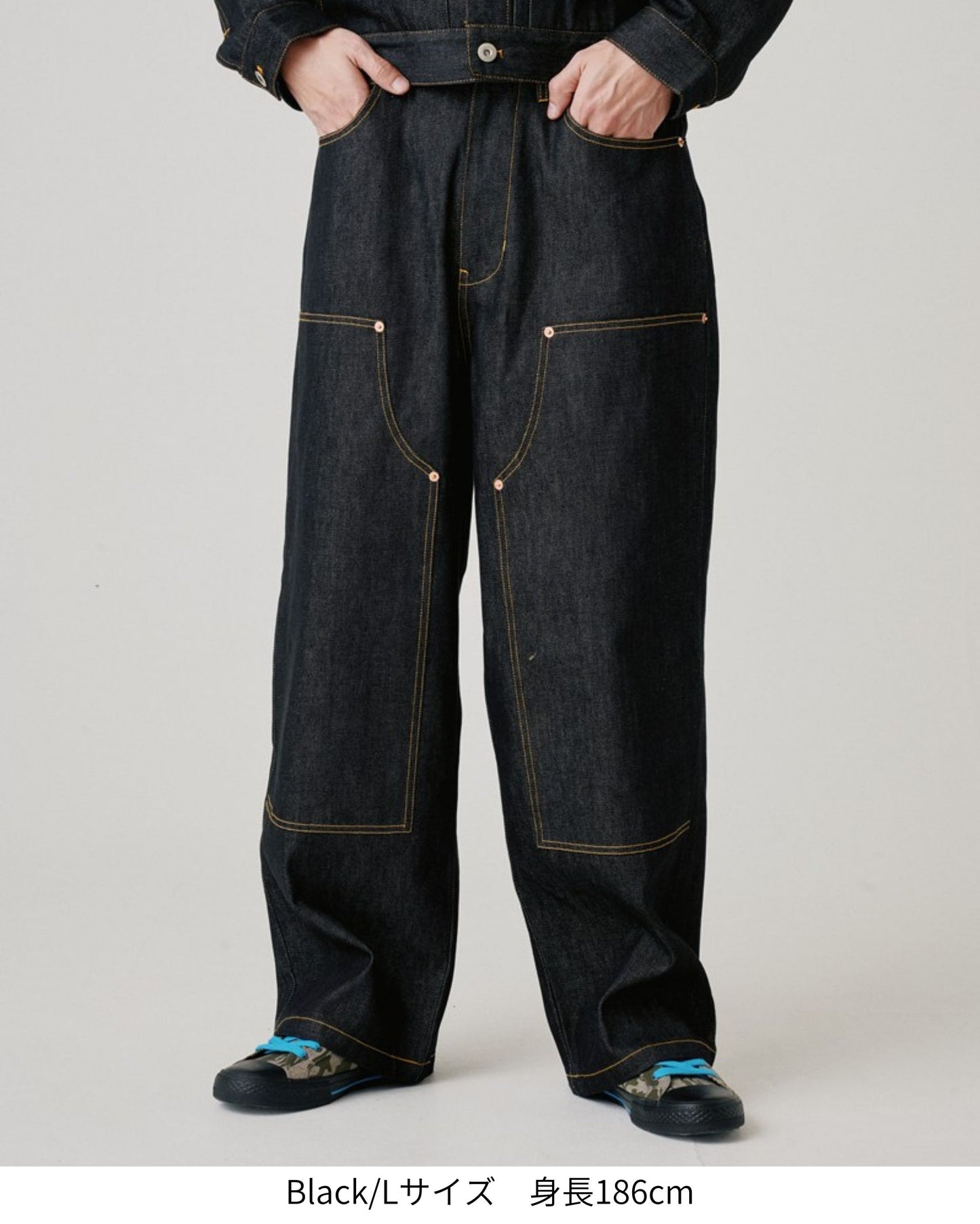 Rigid Double Knee Pants / Vステッチリジットデニムパンツ