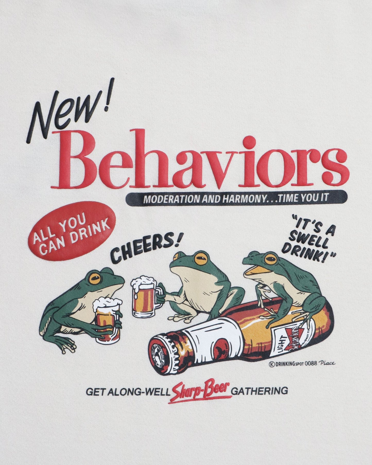 【涼感】梨地発泡プリントT　カエルビール柄
