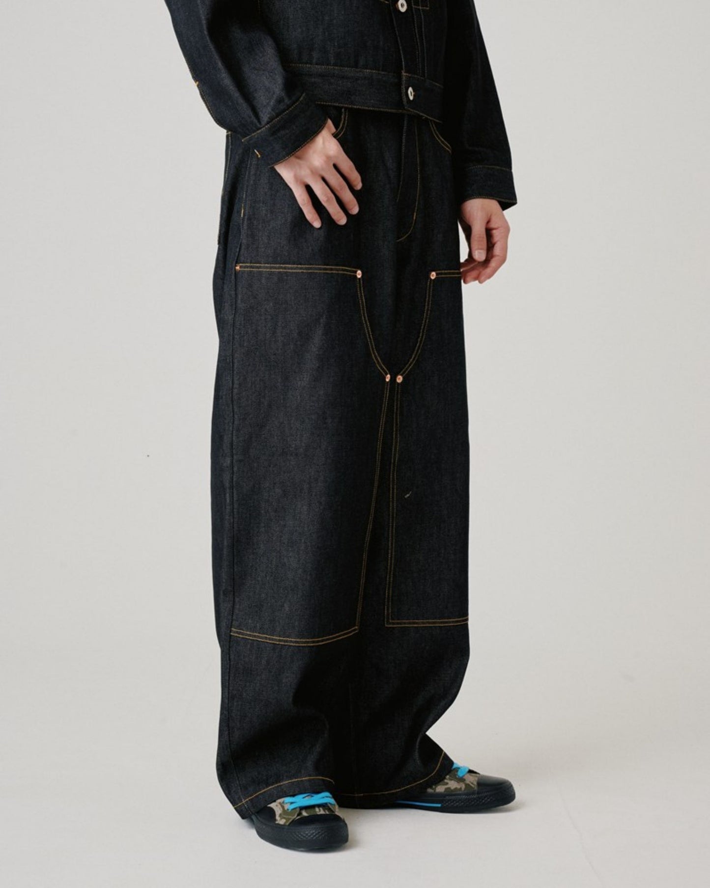 Rigid Double Knee Pants / Vステッチリジットデニムパンツ