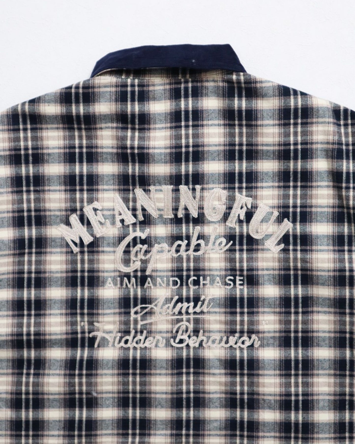 襟コーデュロイ　チェック柄ジャケット