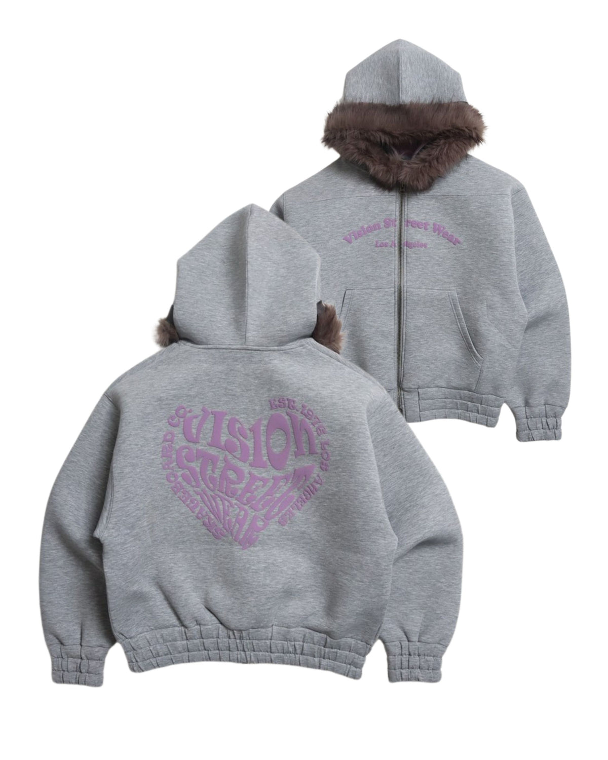 Ponch fur hood zip hoodie / ポンチファーフードZIPパーカー