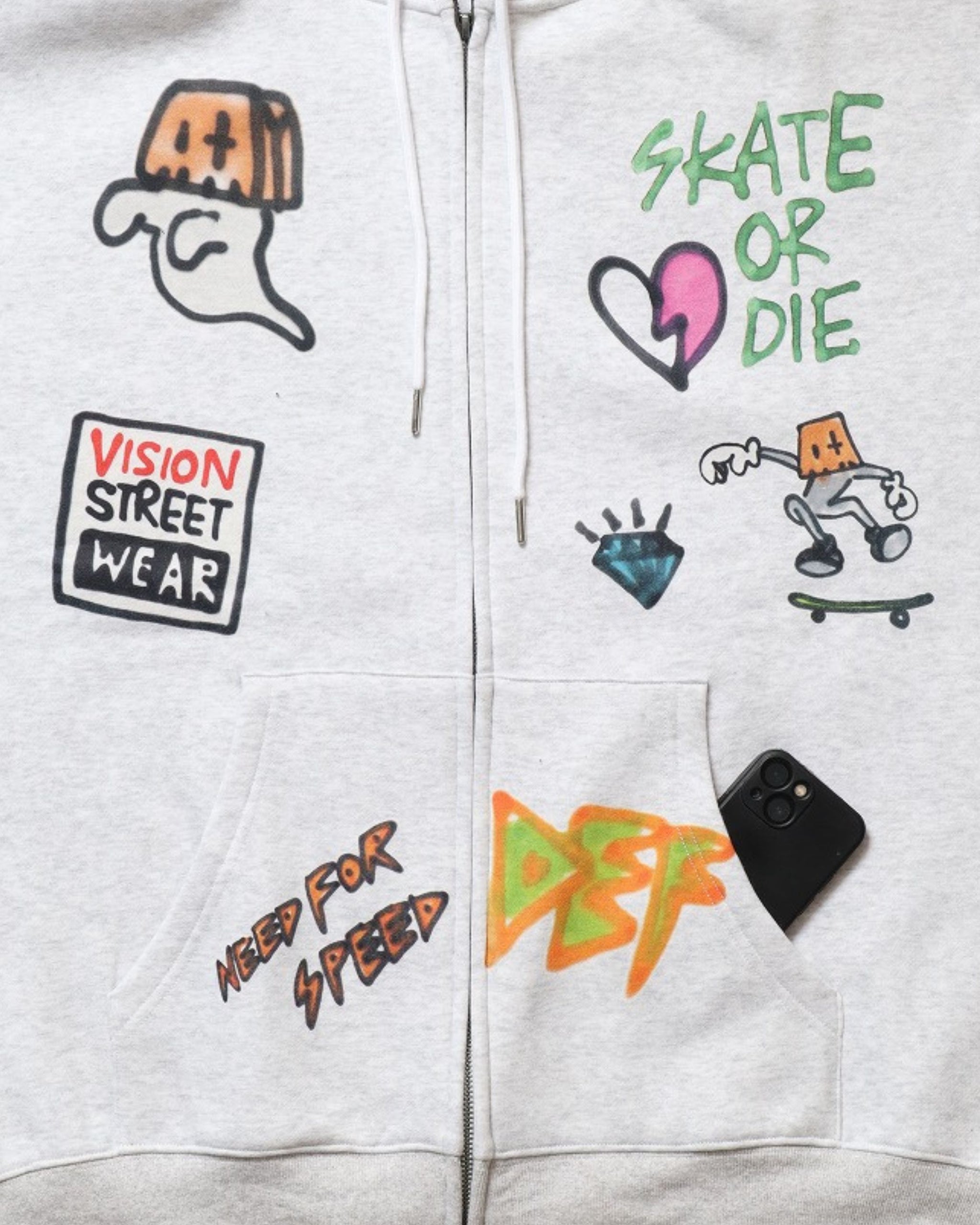 【guernika】All-Print  Zip Hoodie / スプレーアート総柄 Wジップパーカー