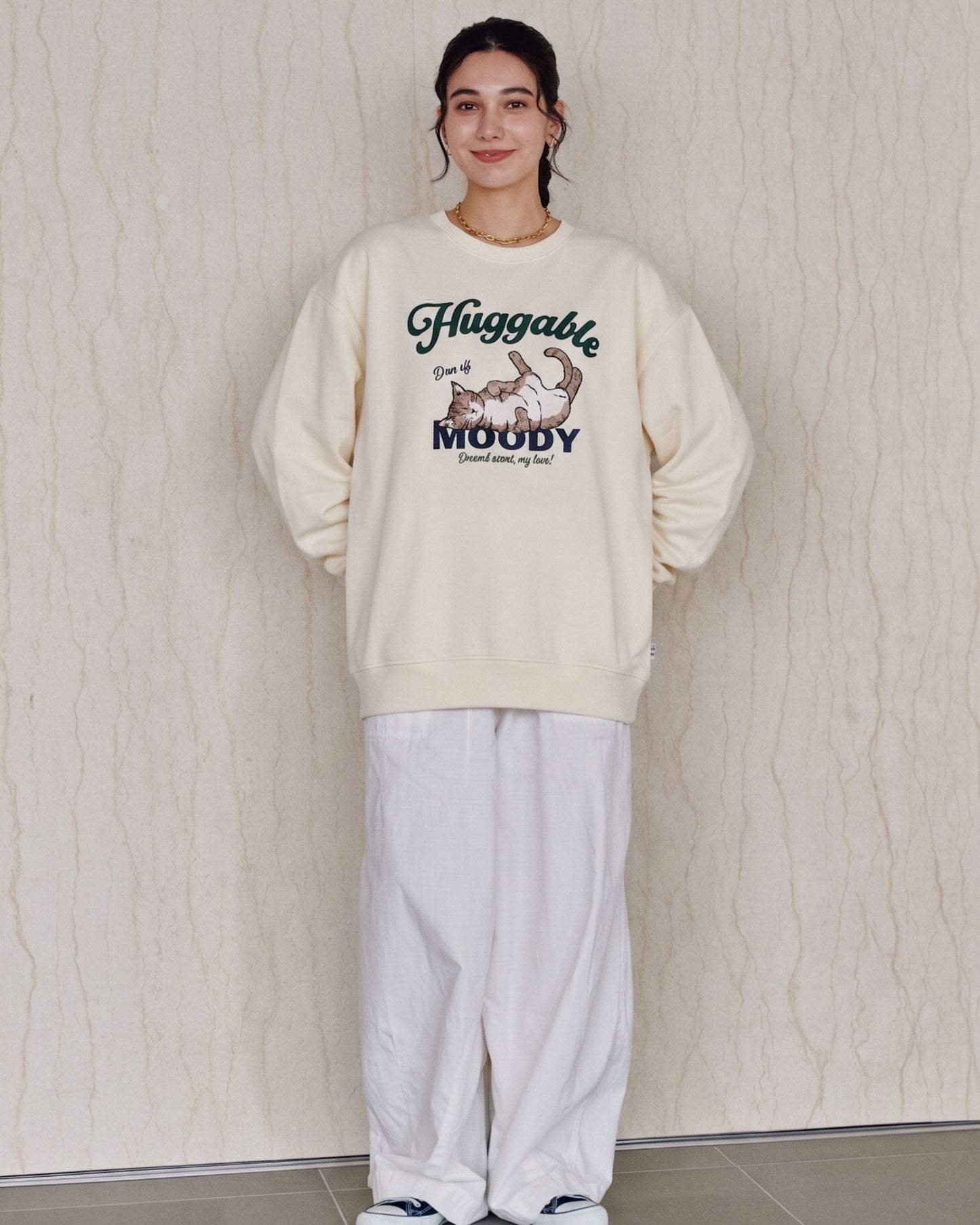 Lazyネコ刺繍スウェット