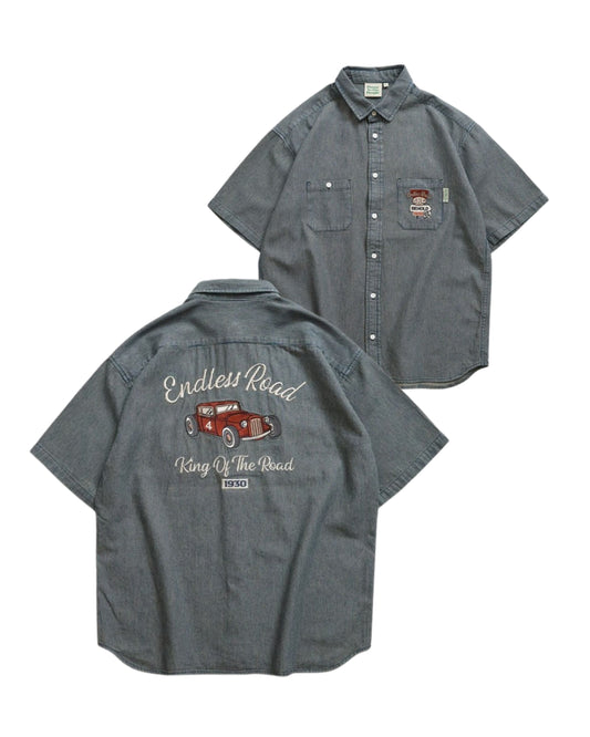 CAR刺繍デニムシャツ