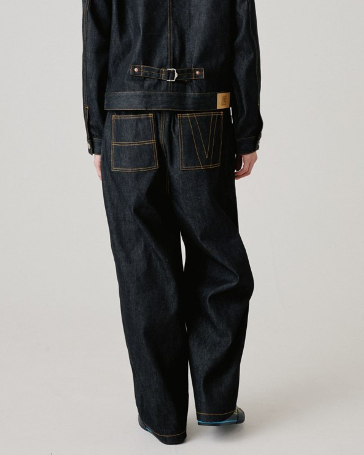 Rigid Double Knee Pants / Vステッチリジットデニムパンツ