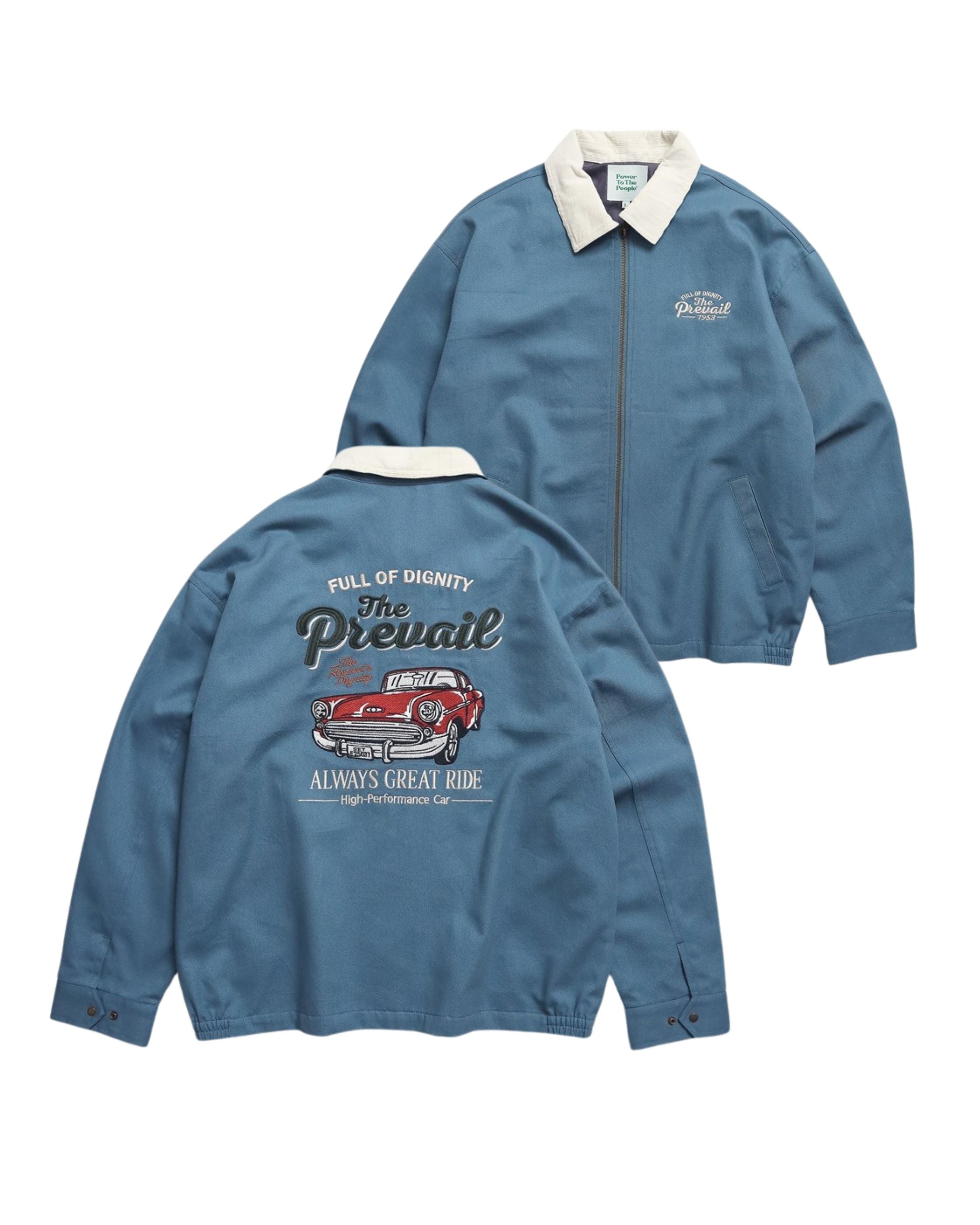 POWER TO THE PEOPLE】襟コーデュロイ クラシックカー刺繍ジャケット