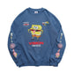 【スポンジ・ボブコラボ】Racing Sweatshirt / 袖プリントコラボスウェット