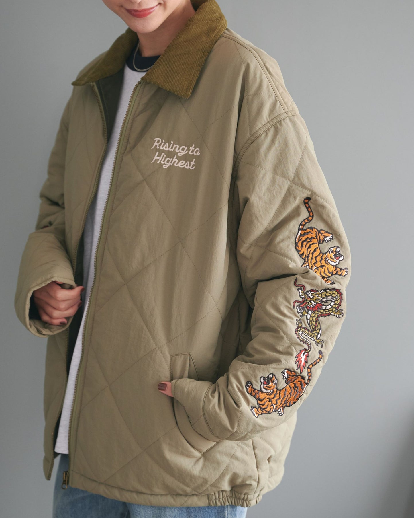 Embroidered Sleeve Quilted Jacket